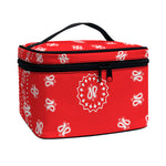 Red Paisley Bandana Print Travel Makeup Bag