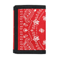 Red Paisley Bandana Print Trifold Wallet