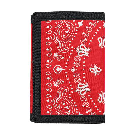 Red Paisley Bandana Print Trifold Wallet
