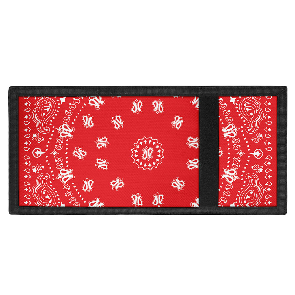 Red Paisley Bandana Print Trifold Wallet