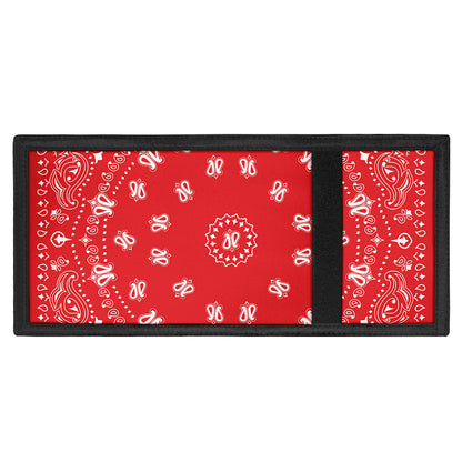 Red Paisley Bandana Print Trifold Wallet