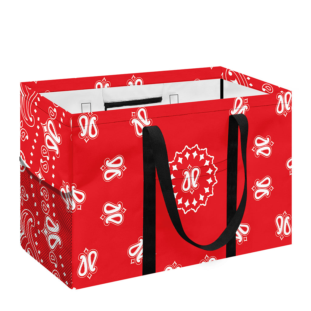 Red Paisley Bandana Print Utility Tote Bag