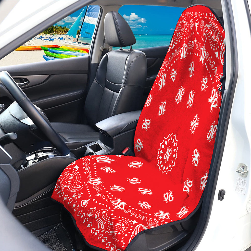 Red Paisley Bandana Print Waterproof Car Seat Cover