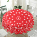 Red Paisley Bandana Print Waterproof Round Tablecloth