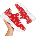 Red Paisley Bandana Print White Chunky Shoes
