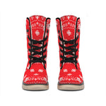 Red Paisley Bandana Print Winter Boots