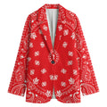 Red Paisley Bandana Print Women's Cotton Blazer