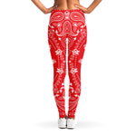 Red Paisley Bandana Print Women's Leggings