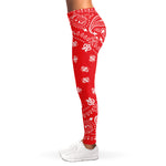 Red Paisley Bandana Print Women's Leggings