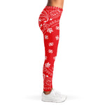 Red Paisley Bandana Print Women's Leggings