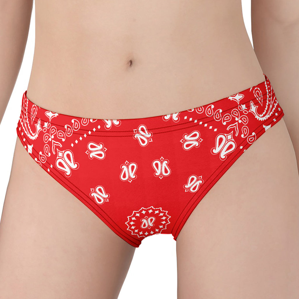 Red Paisley Bandana Print Women's Panties