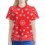 Red Paisley Bandana Print Women's Polo Shirt