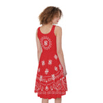 Red Paisley Bandana Print Women's Sleeveless Dress