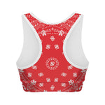 Red Paisley Bandana Print Women's Sports Bra