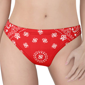 Red Paisley Bandana Print Women's Thong