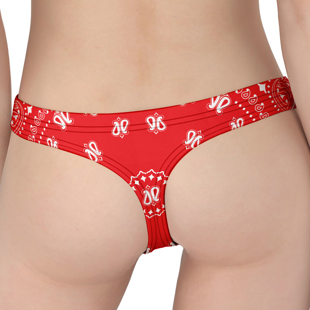 Red Paisley Bandana Print Women's Thong