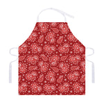 Red Paisley Pattern Print Adjustable Apron