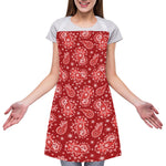 Red Paisley Pattern Print Adjustable Apron