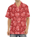 Red Paisley Pattern Print Aloha Shirt