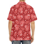 Red Paisley Pattern Print Aloha Shirt