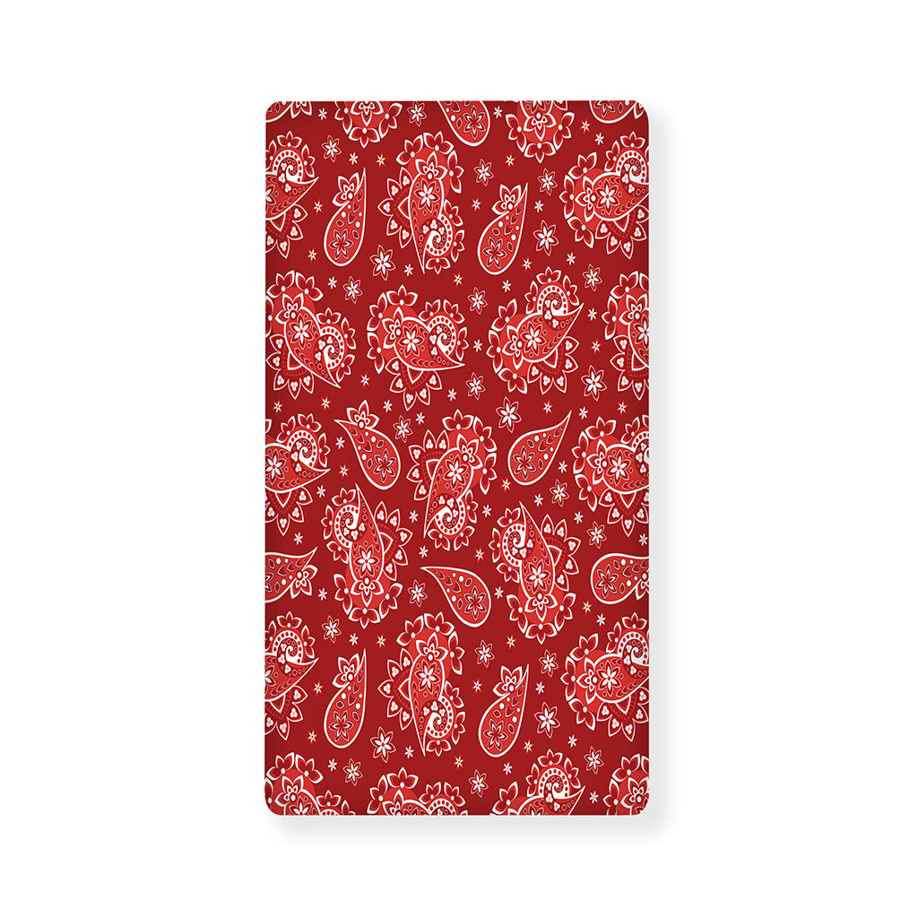 Red Paisley Pattern Print Baby Crib Sheet