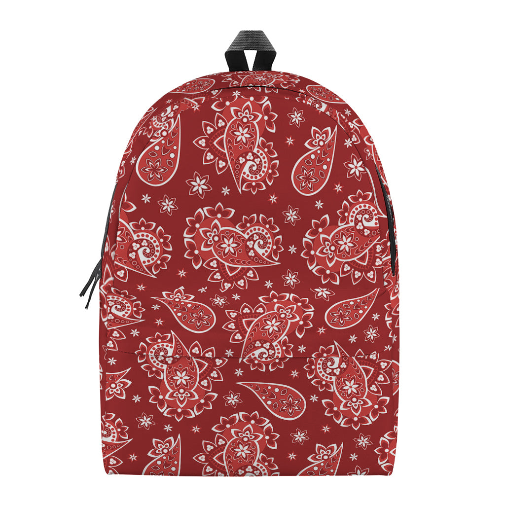 Red Paisley Pattern Print Backpack