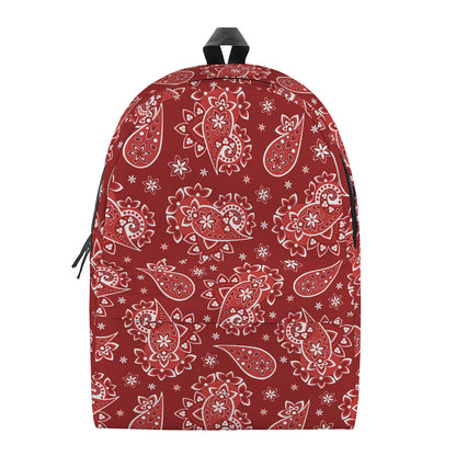 Red Paisley Pattern Print Backpack