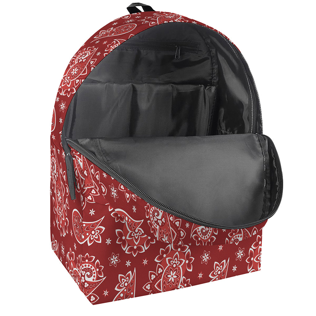 Red Paisley Pattern Print Backpack