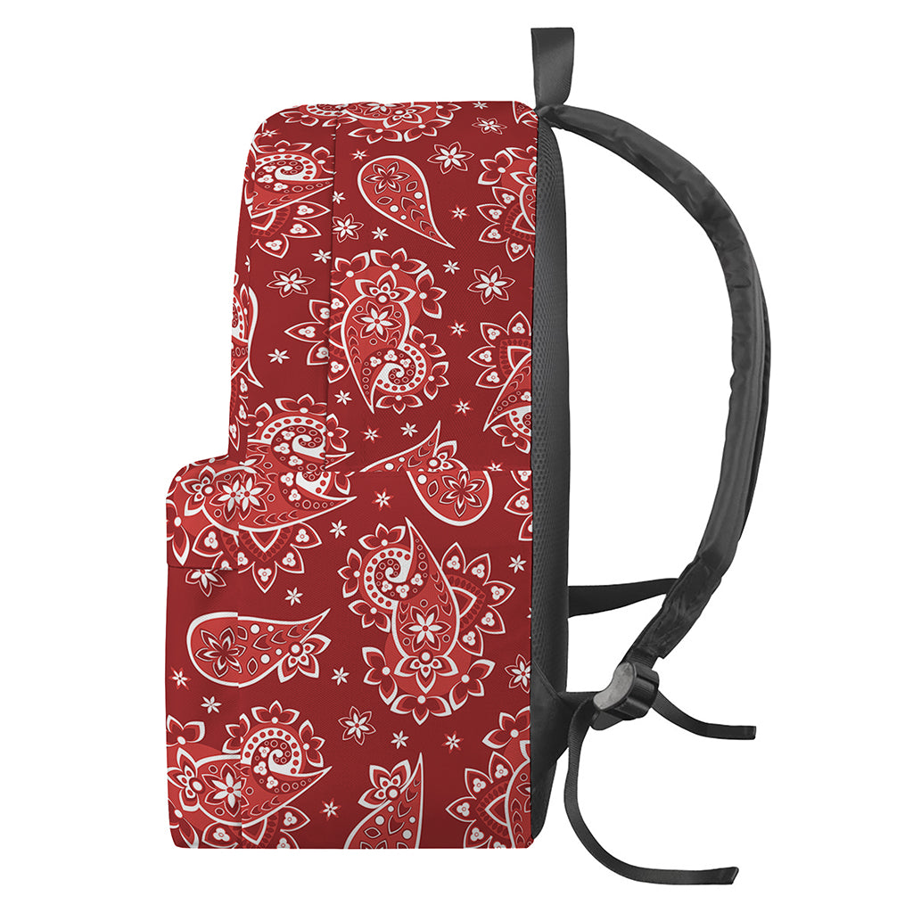 Red Paisley Pattern Print Backpack