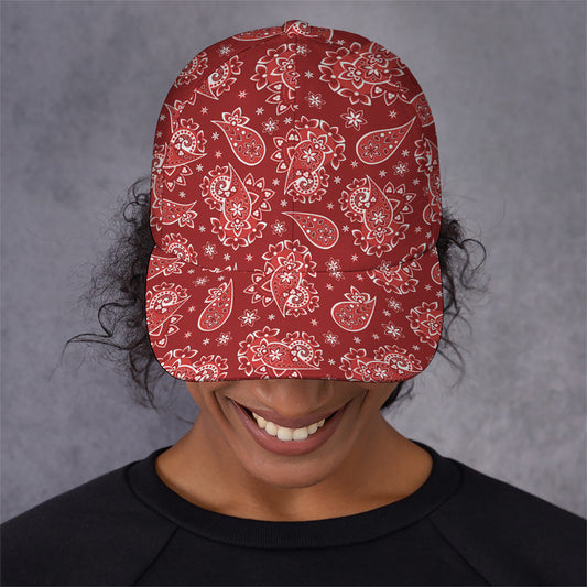 Red Paisley Pattern Print Baseball Cap