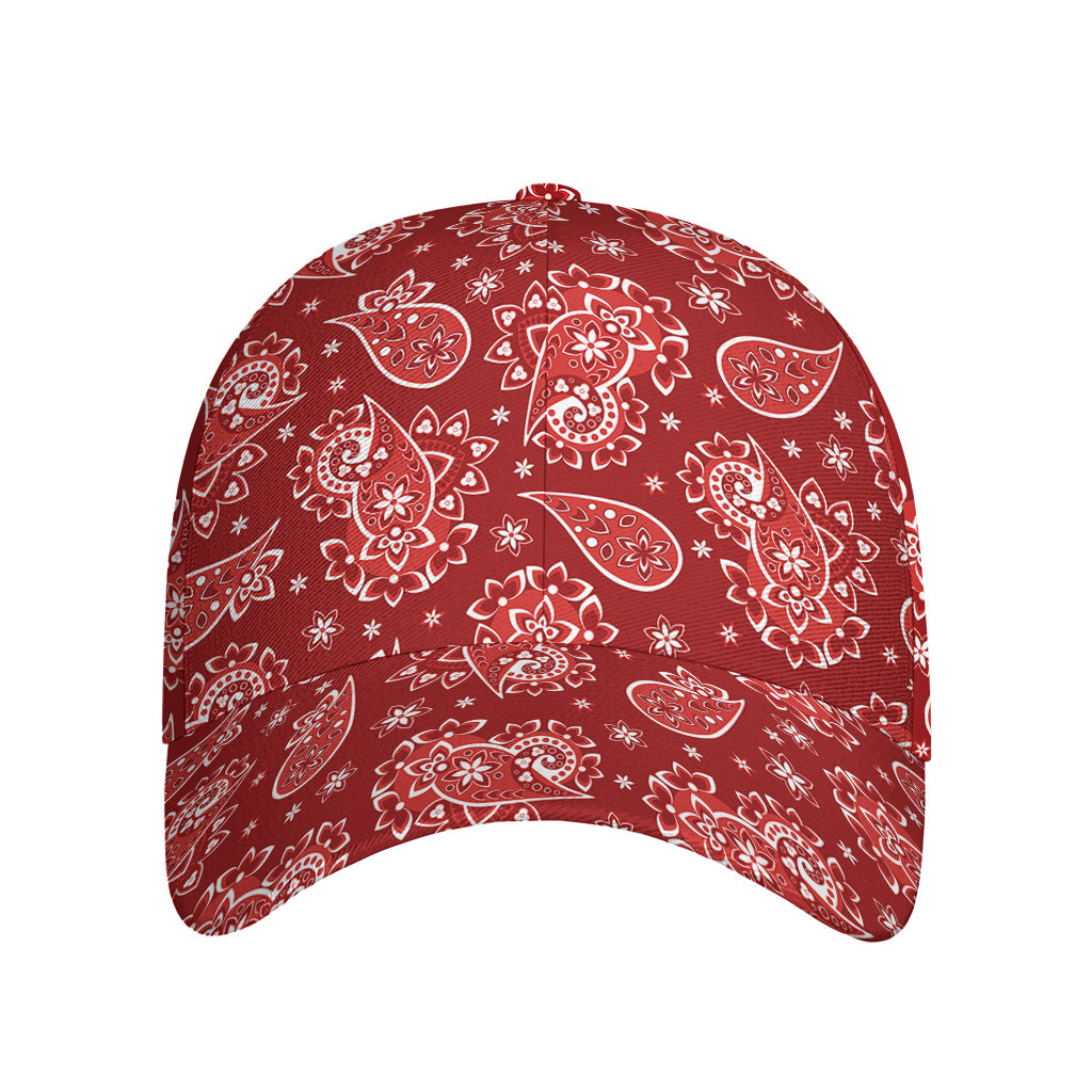 Red Paisley Pattern Print Baseball Cap