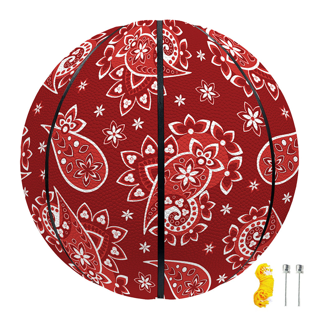 Red Paisley Pattern Print Basketball