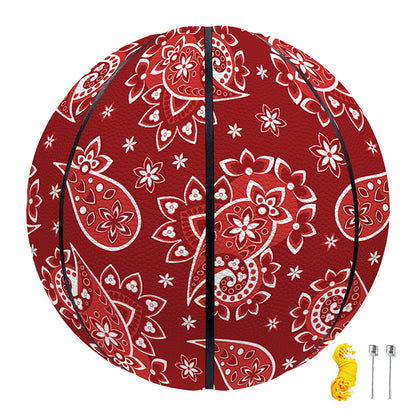 Red Paisley Pattern Print Basketball