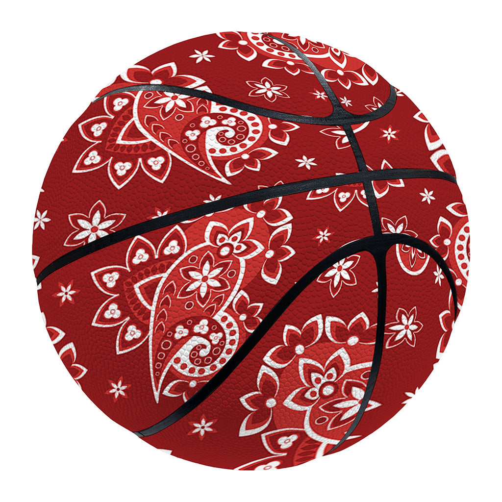 Red Paisley Pattern Print Basketball