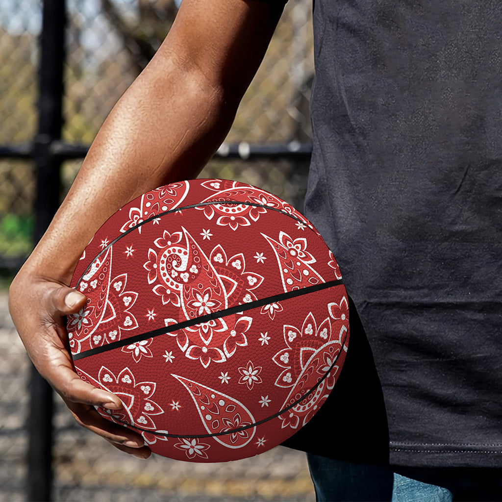 Red Paisley Pattern Print Basketball