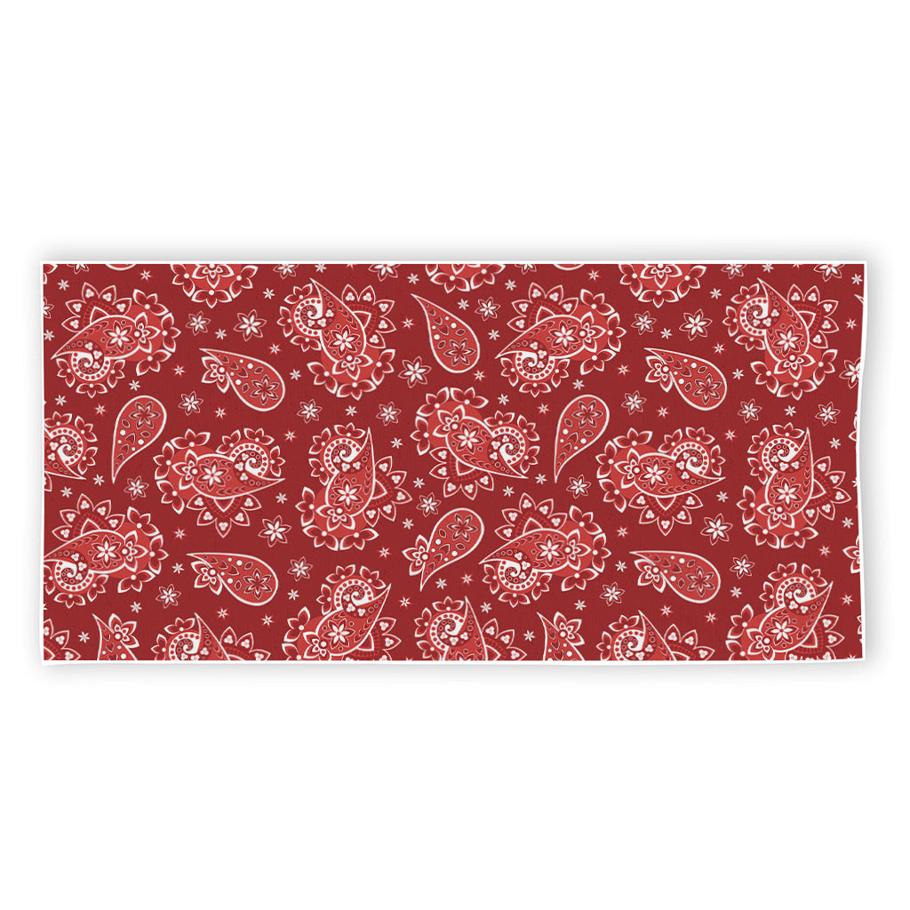 Red Paisley Pattern Print Beach Towel