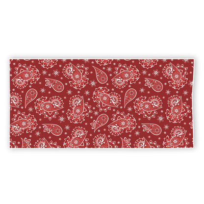 Red Paisley Pattern Print Beach Towel
