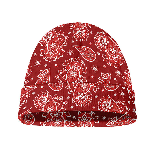 Red Paisley Pattern Print Beanie