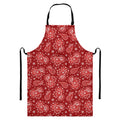 Red Paisley Pattern Print Bib Apron With Pocket