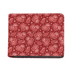 Red Paisley Pattern Print Bifold Wallet