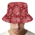 Red Paisley Pattern Print Bucket Hat