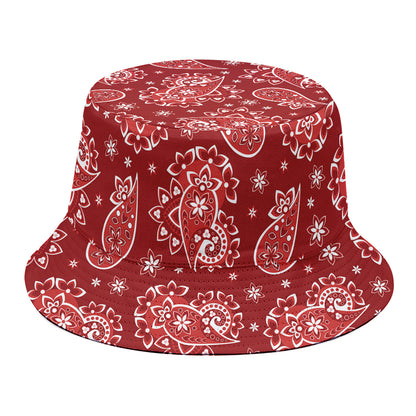 Red Paisley Pattern Print Bucket Hat