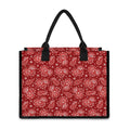 Red Paisley Pattern Print Canvas Tote Bag