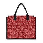 Red Paisley Pattern Print Canvas Tote Bag