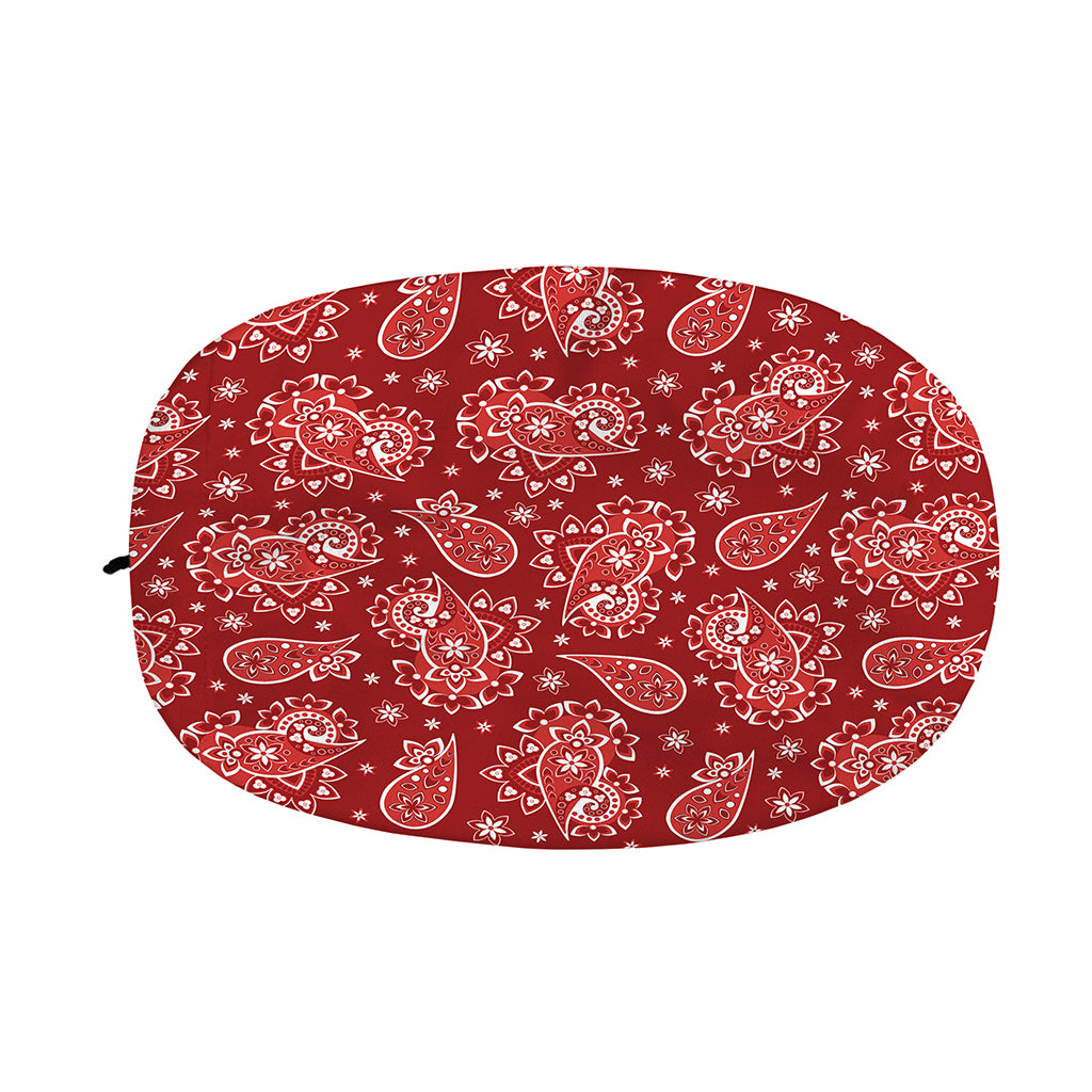 Red Paisley Pattern Print Car Side Mirror Covers