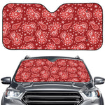 Red Paisley Pattern Print Car Windshield Sun Shade