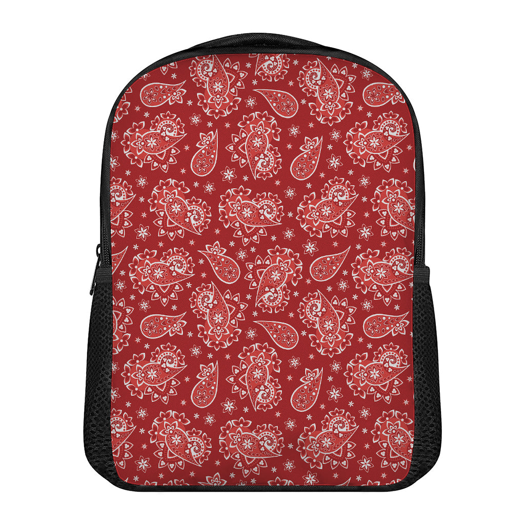 Red Paisley Pattern Print Casual Backpack