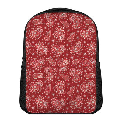 Red Paisley Pattern Print Casual Backpack