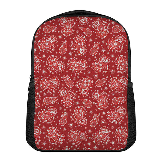 Red Paisley Pattern Print Casual Backpack
