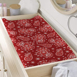 Red Paisley Pattern Print Changing Pad Cover